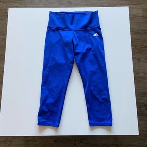 Blue adidas CLIMALITE cropped leggings